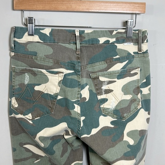 MOTHER High Waisted Looker Ankle Fray See Me Stretch Camo Green Sz 29 - Picture 10 of 16